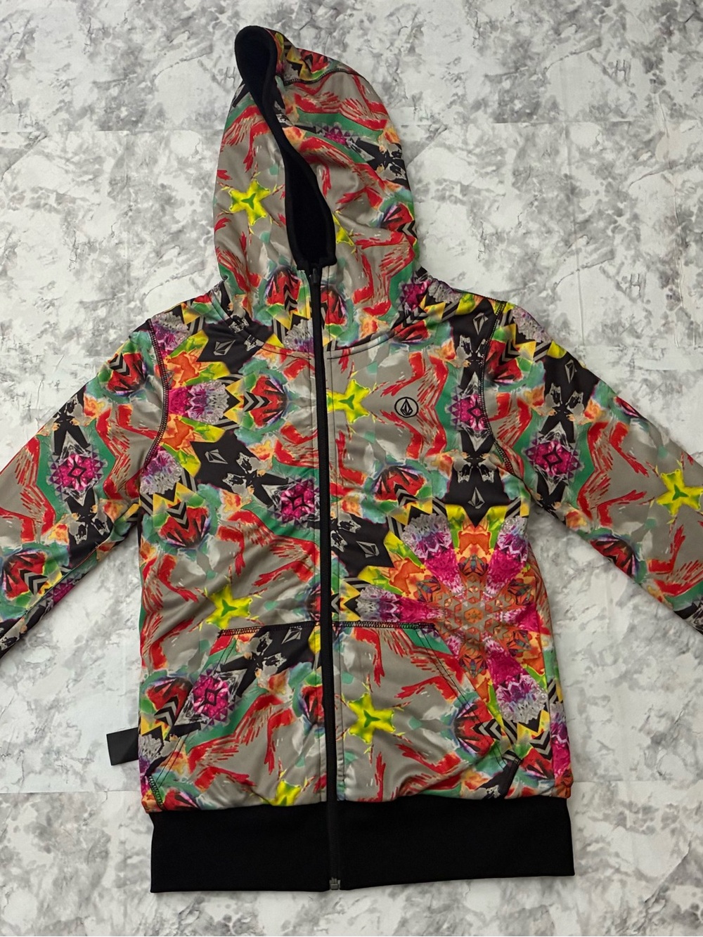 Vintage Volcom Stone Streetwear Y2K Kaleidoscopic Geometric Graphic Print Hoodie